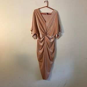 Love By Design Sparkling Beige Draped Dress